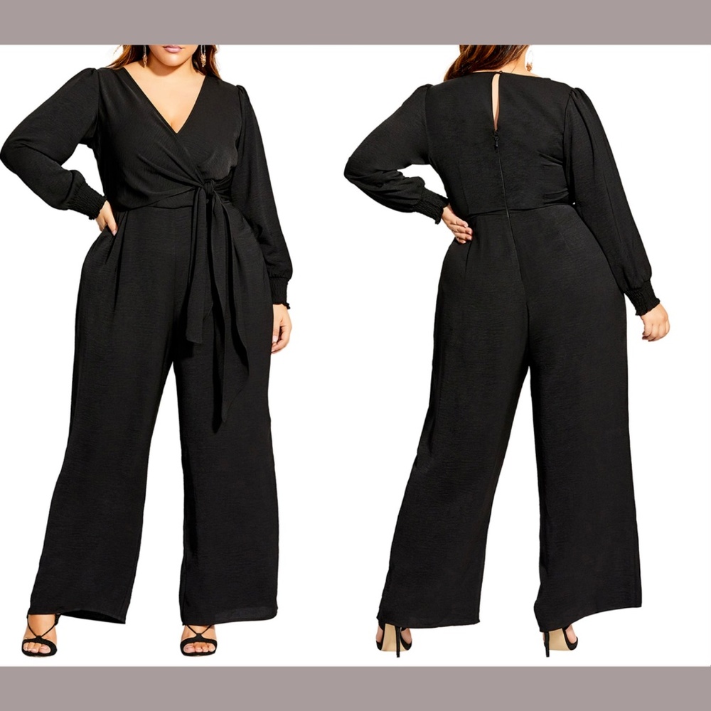 NEW $129 City Chic‎ Synthesis Long Sleeve Jumpsuit Black [ PLUS Large / 20 ]